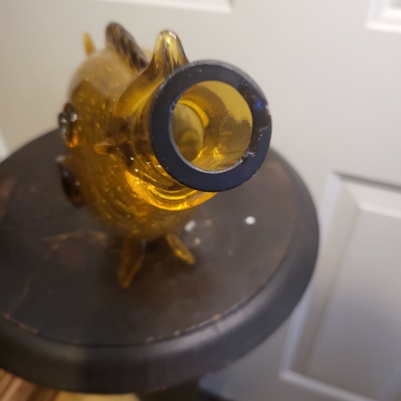 Blenko Style Mid-century Modern Amber Glass Fish Vase Decanter - Picture 4 of 9